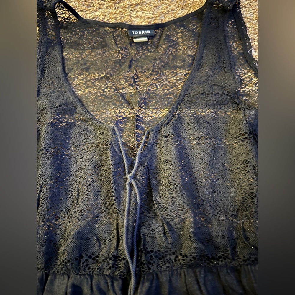 Torrid Black Lace Peplum Top